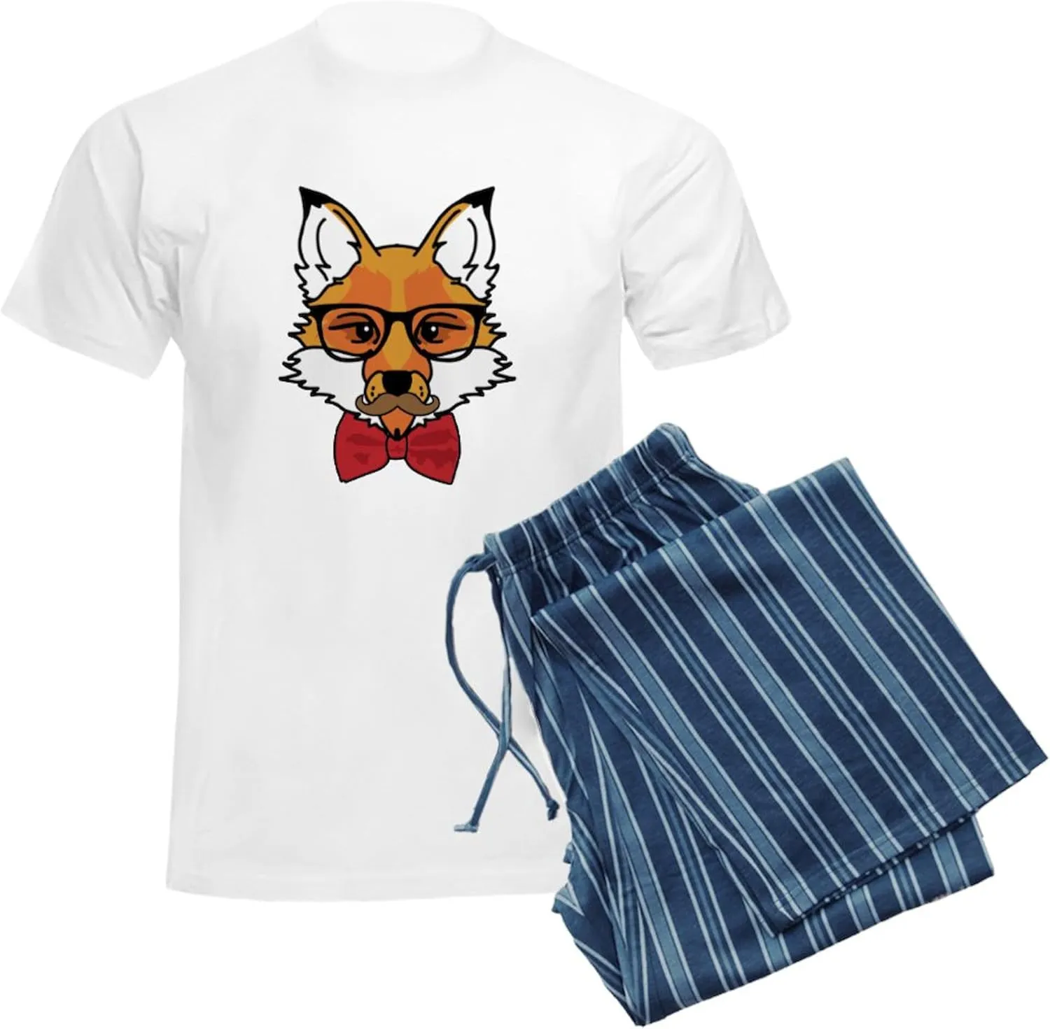 CafePress Hipster Fox Men's Light Pajamas Men's Novelty Light Pajama Set, Comfortable PJ Sleepwear