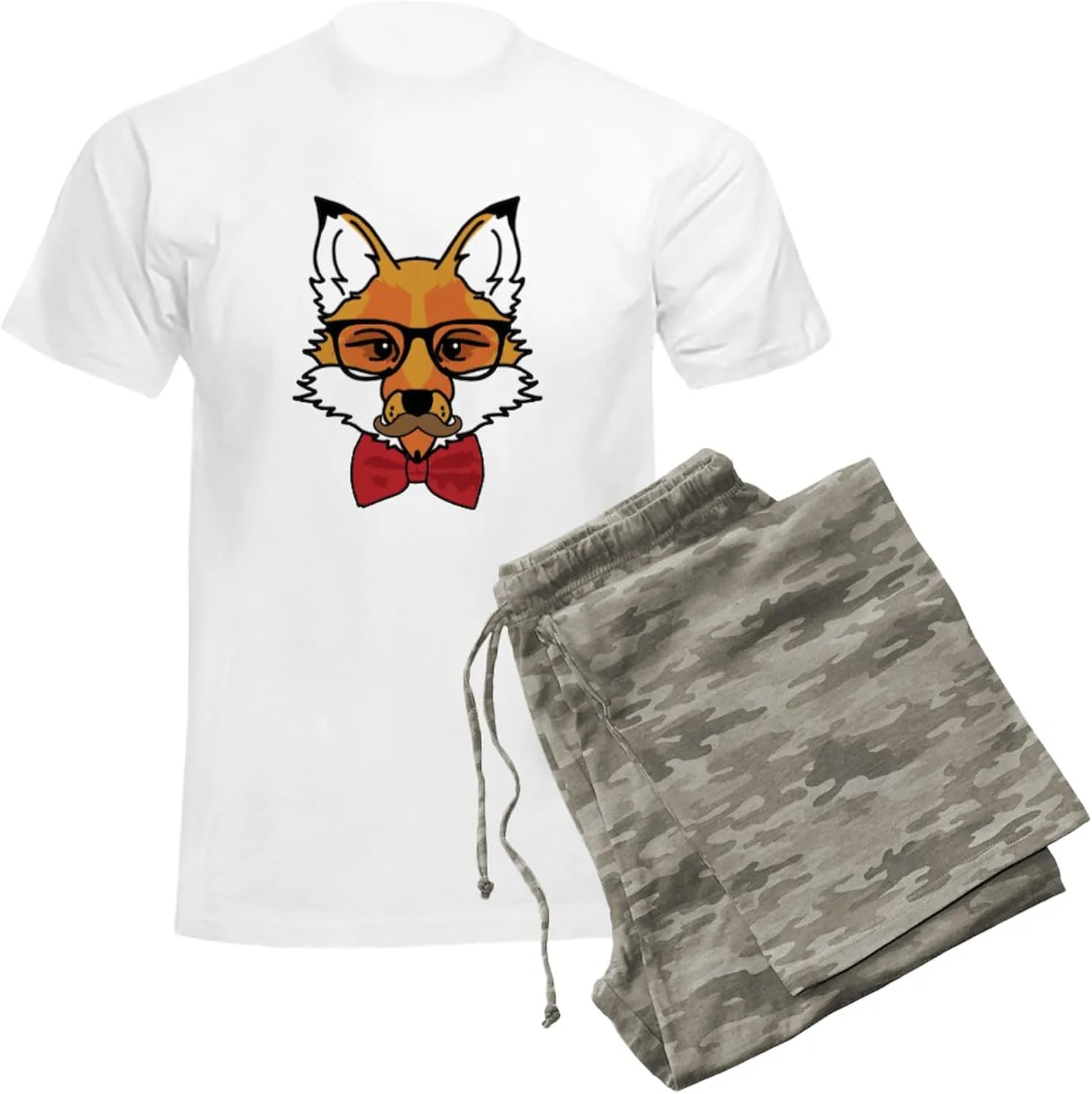 CafePress Hipster Fox Men's Light Pajamas Men's Novelty Light Pajama Set, Comfortable PJ Sleepwear