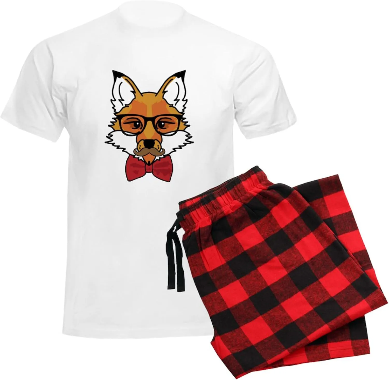 CafePress Hipster Fox Men's Light Pajamas Men's Novelty Light Pajama Set, Comfortable PJ Sleepwear