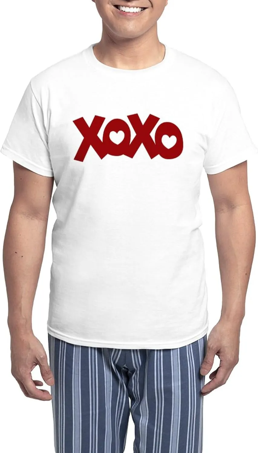 CafePress Hugs Kisses Hearts Men's Light Pajamas Men's Novelty Light Pajama Set, Comfortable PJ Sleepwear