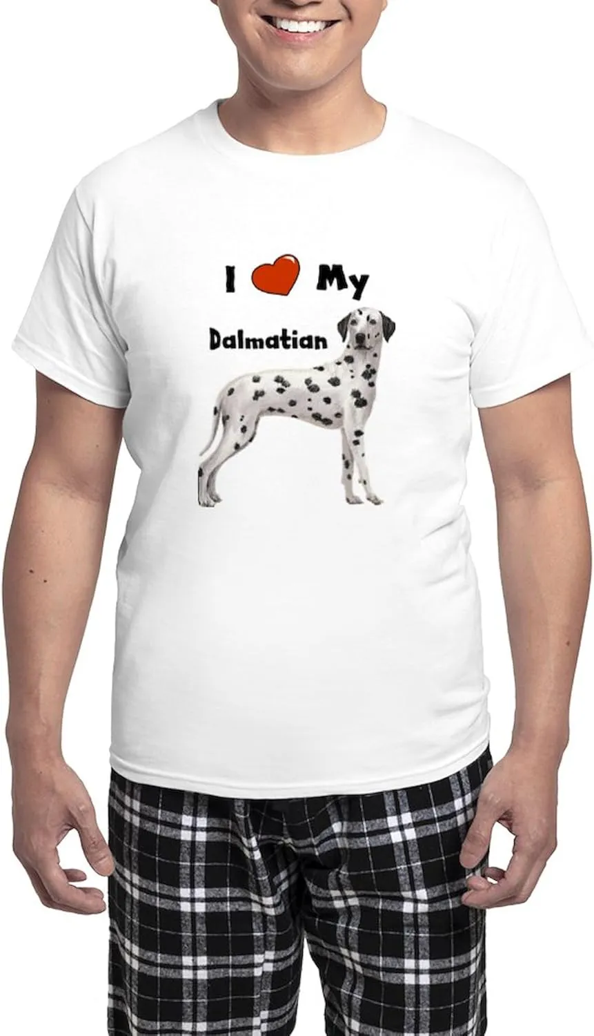 CafePress I Love My Dalmatian Men's Light Pajamas Men's Novelty Light Pajama Set, Comfortable PJ Sleepwear