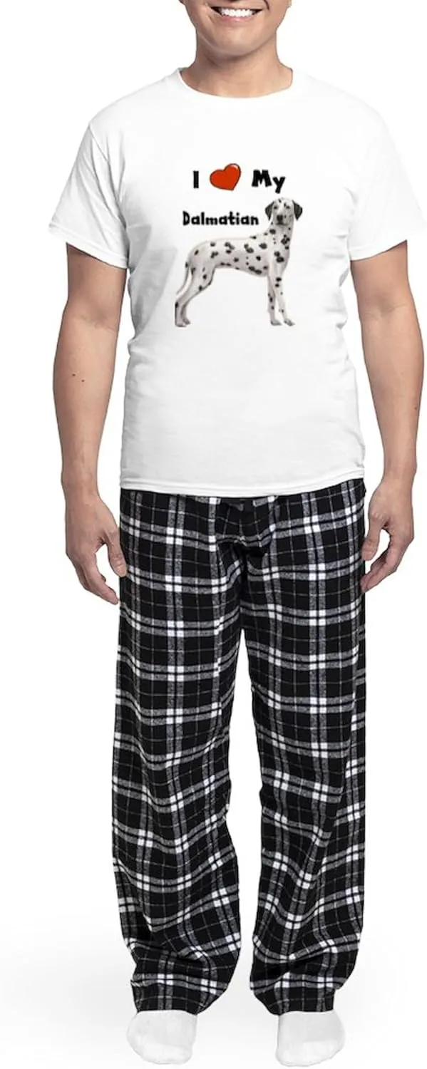 CafePress I Love My Dalmatian Men's Light Pajamas Men's Novelty Light Pajama Set, Comfortable PJ Sleepwear