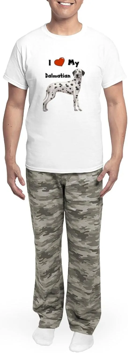 CafePress I Love My Dalmatian Men's Light Pajamas Men's Novelty Light Pajama Set, Comfortable PJ Sleepwear