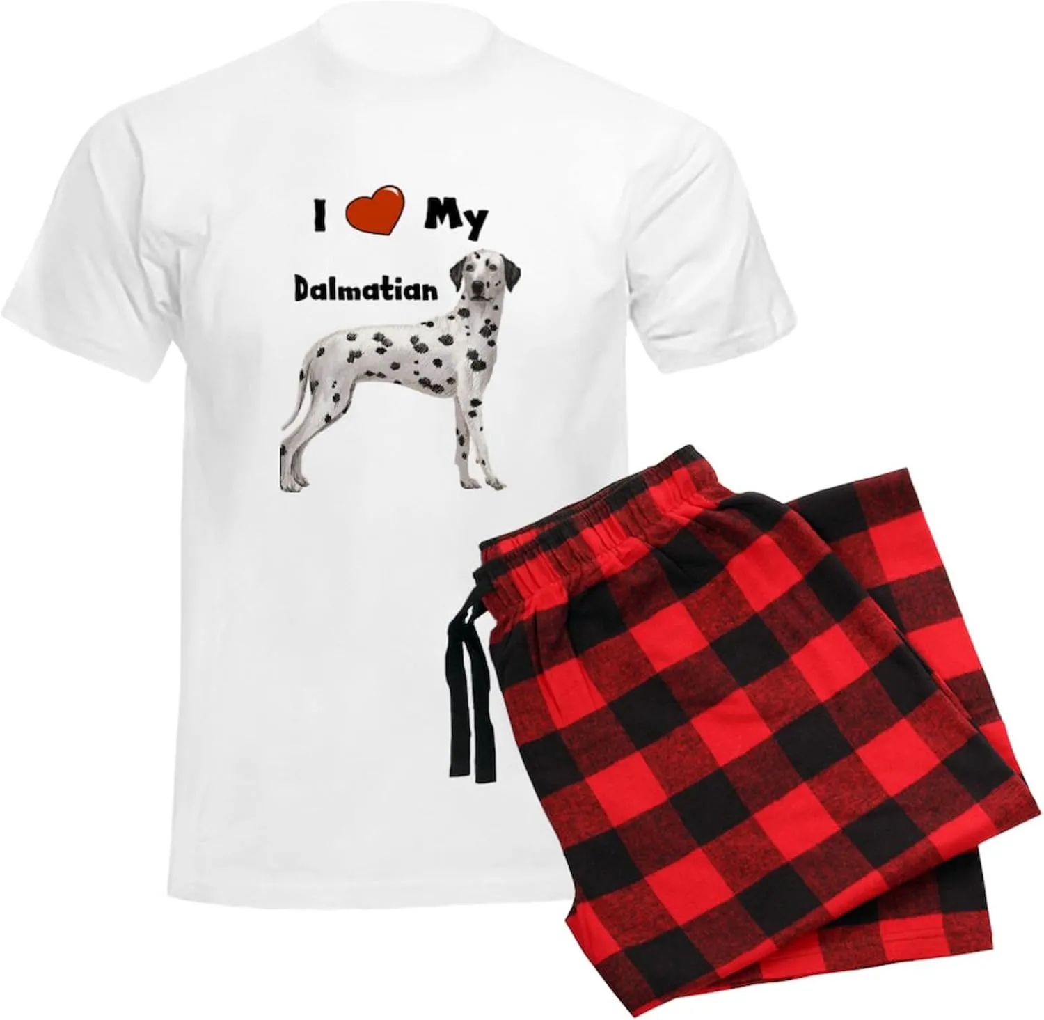 CafePress I Love My Dalmatian Men's Light Pajamas Men's Novelty Light Pajama Set, Comfortable PJ Sleepwear