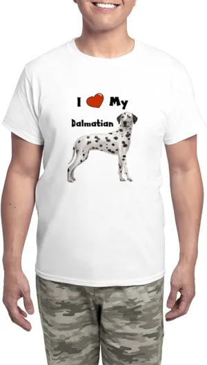CafePress I Love My Dalmatian Men's Light Pajamas Men's Novelty Light Pajama Set, Comfortable PJ Sleepwear