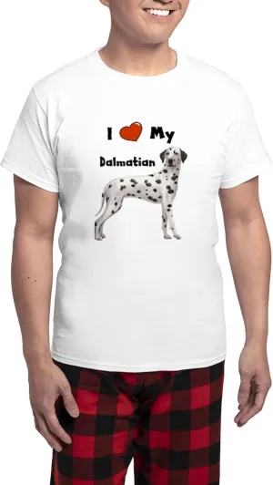 CafePress I Love My Dalmatian Men's Light Pajamas Men's Novelty Light Pajama Set, Comfortable PJ Sleepwear