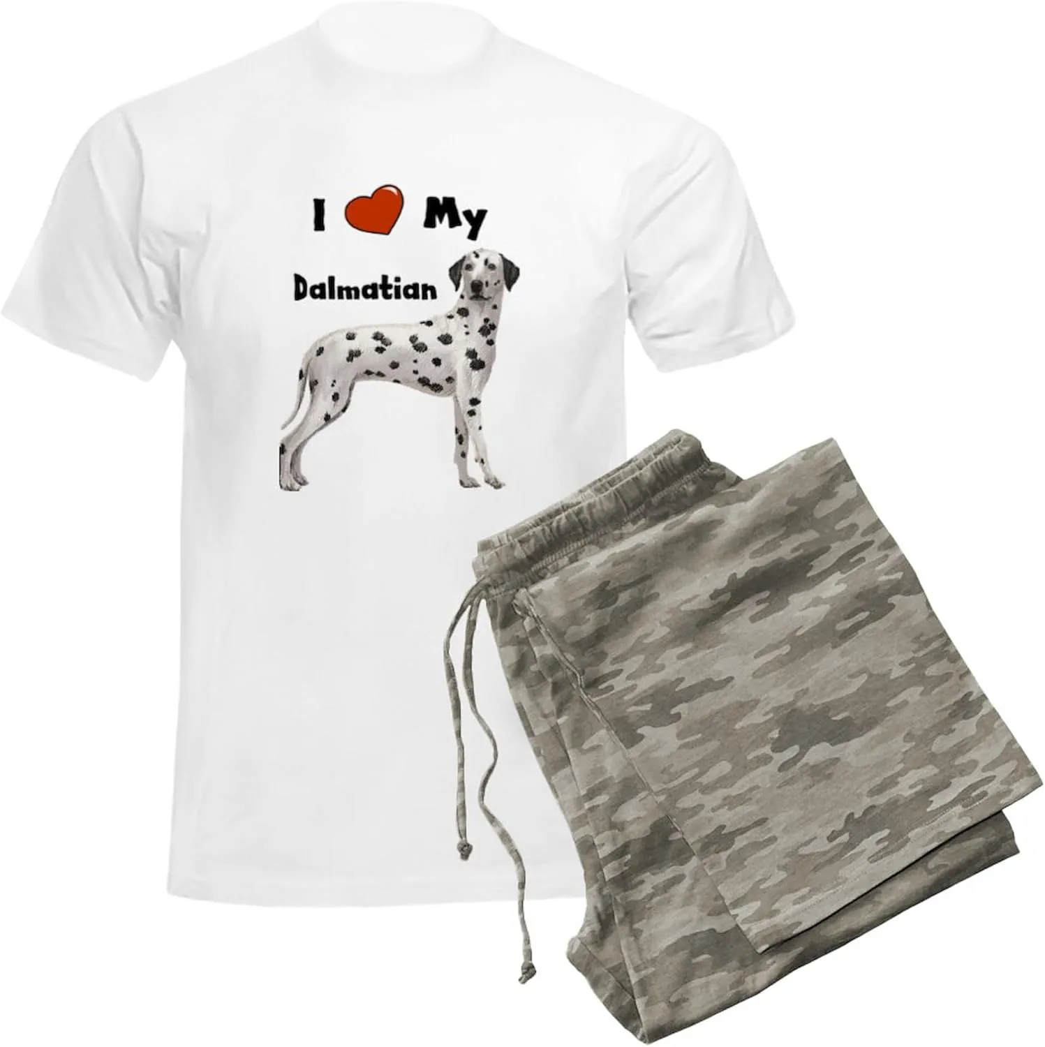 CafePress I Love My Dalmatian Men's Light Pajamas Men's Novelty Light Pajama Set, Comfortable PJ Sleepwear