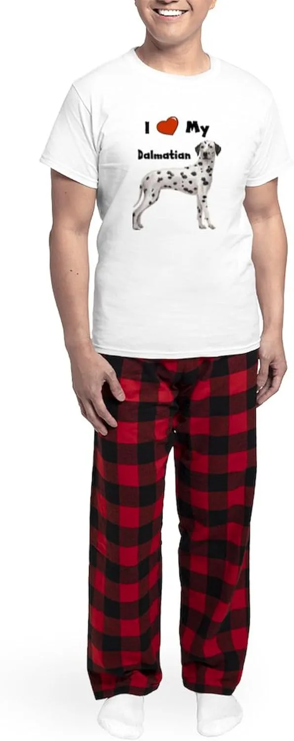 CafePress I Love My Dalmatian Men's Light Pajamas Men's Novelty Light Pajama Set, Comfortable PJ Sleepwear