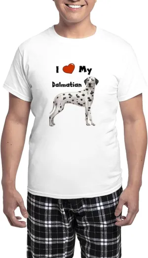 CafePress I Love My Dalmatian Men's Light Pajamas Men's Novelty Light Pajama Set, Comfortable PJ Sleepwear