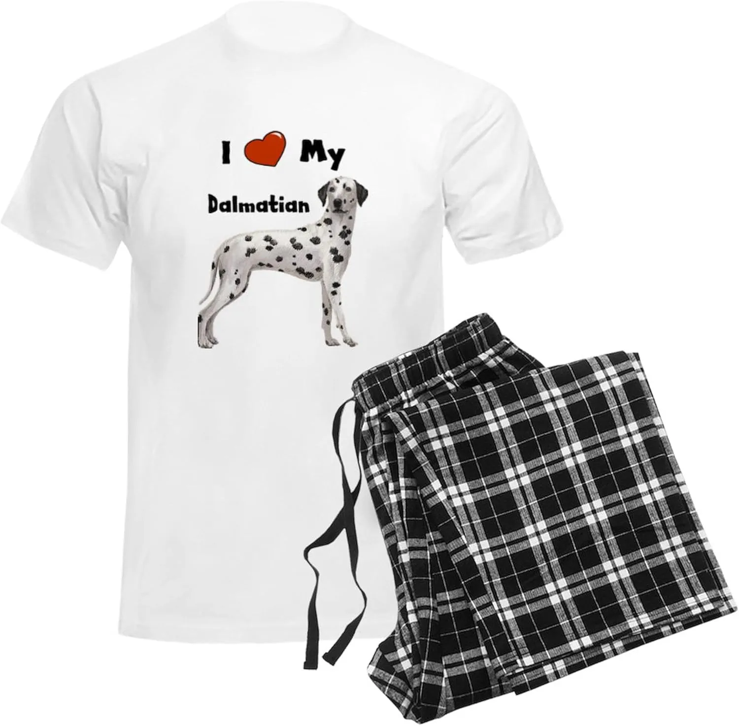 CafePress I Love My Dalmatian Men's Light Pajamas Men's Novelty Light Pajama Set, Comfortable PJ Sleepwear