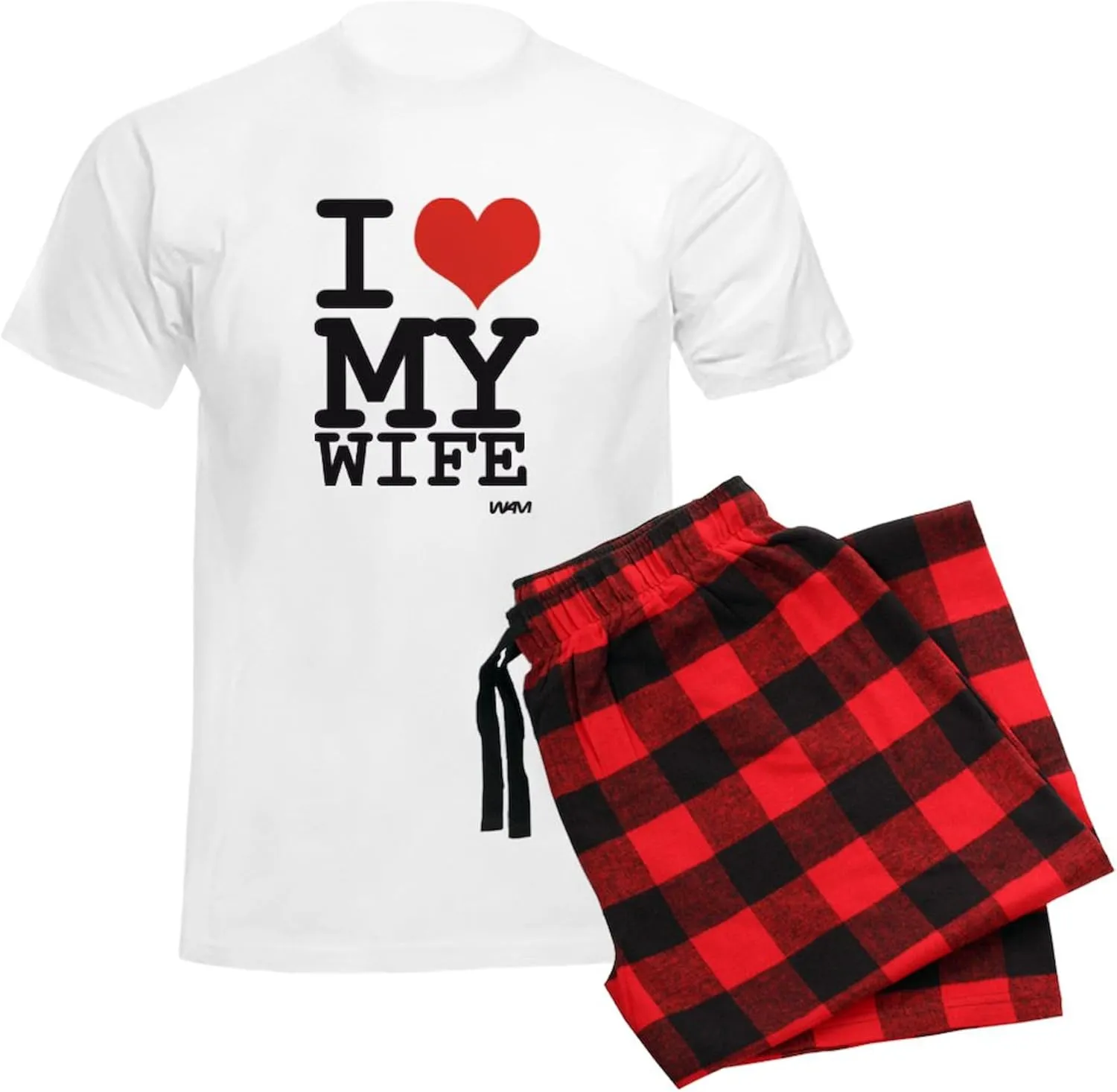 CafePress I LOVE MY WIFE Men's Light Pajamas Men's Novelty Light Pajama Set, Comfortable PJ Sleepwear