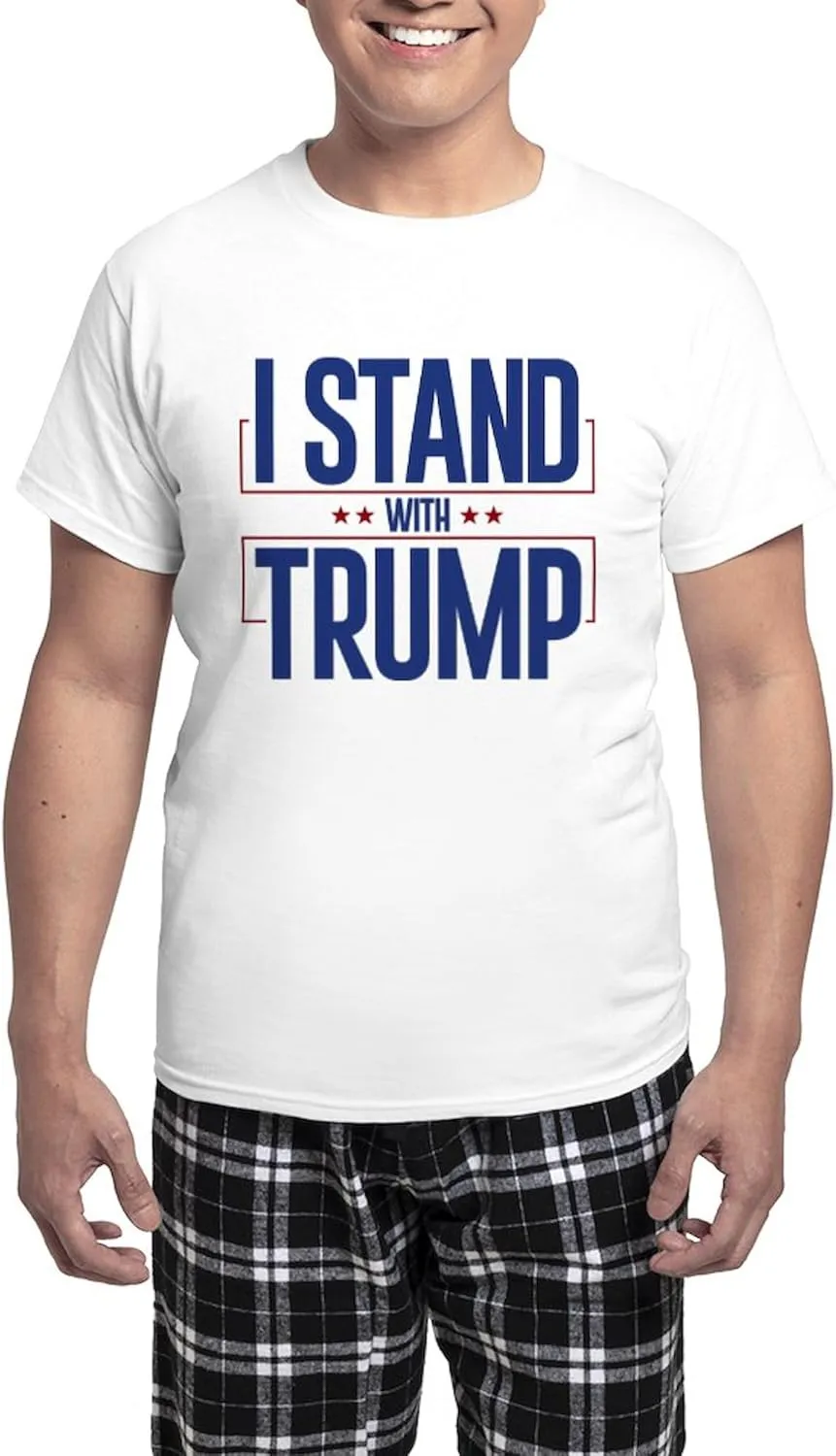 CafePress I Stand With Trump Men's Light Pajamas Men's Novelty Light Pajama Set, Comfortable PJ Sleepwear