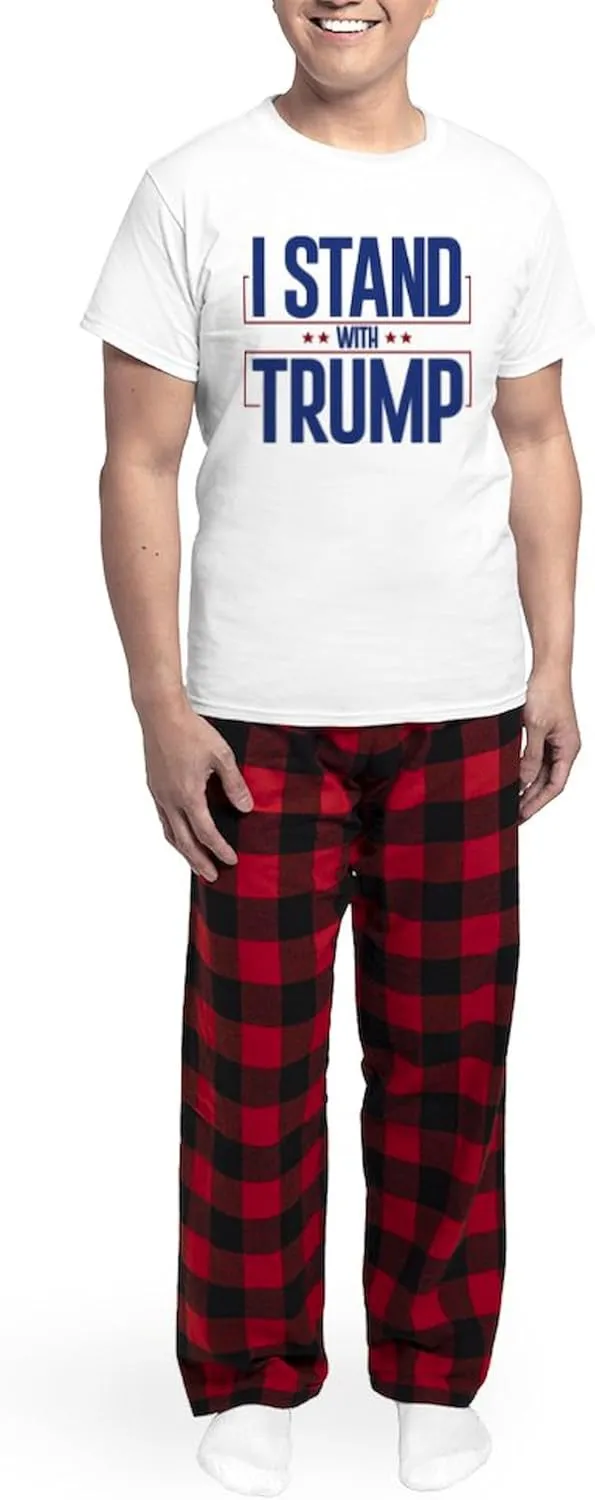 CafePress I Stand With Trump Men's Light Pajamas Men's Novelty Light Pajama Set, Comfortable PJ Sleepwear