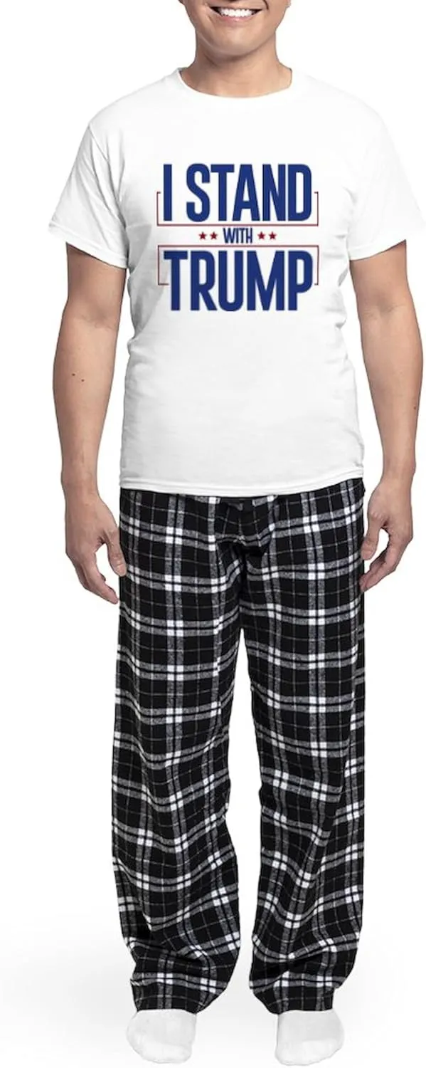 CafePress I Stand With Trump Men's Light Pajamas Men's Novelty Light Pajama Set, Comfortable PJ Sleepwear