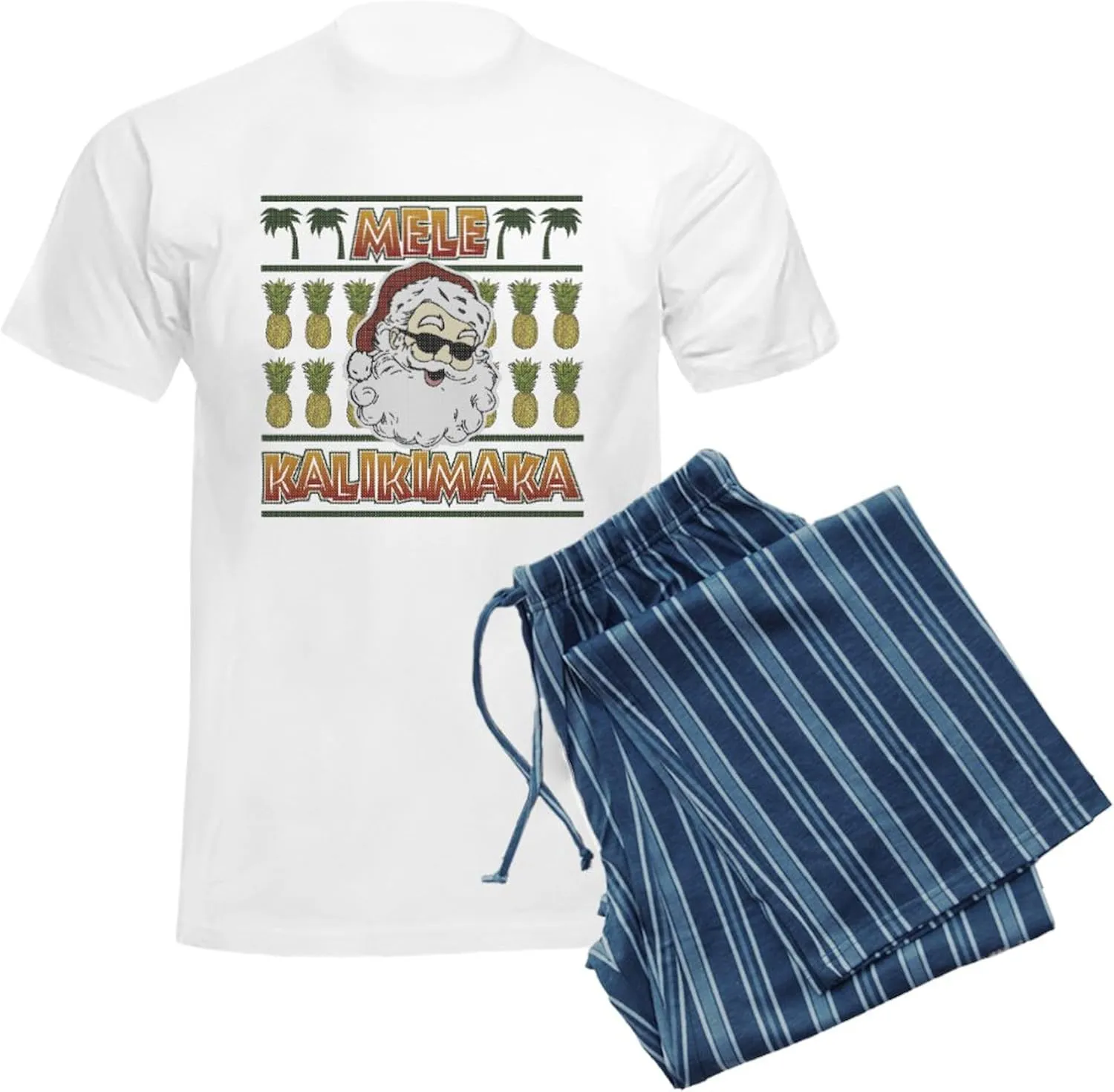CafePress Mele Kalikimaka Men's Light Pajamas Men's Novelty Light Pajama Set, Comfortable PJ Sleepwear