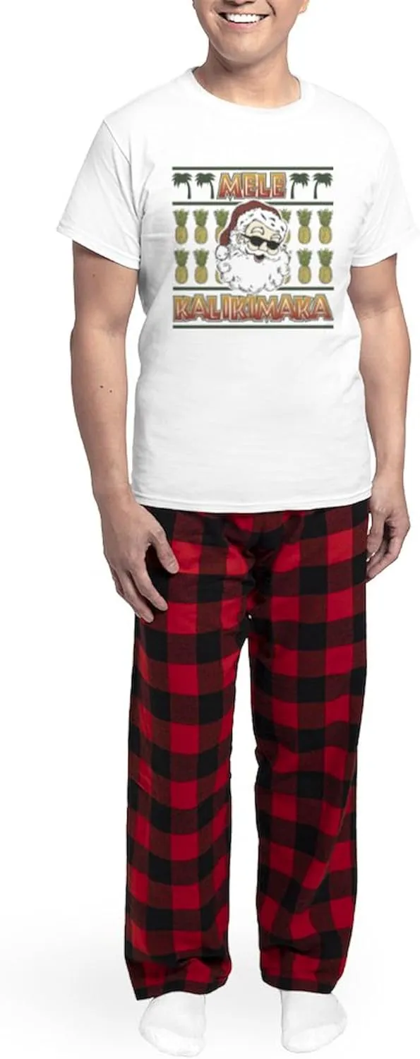 CafePress Mele Kalikimaka Men's Light Pajamas Men's Novelty Light Pajama Set, Comfortable PJ Sleepwear
