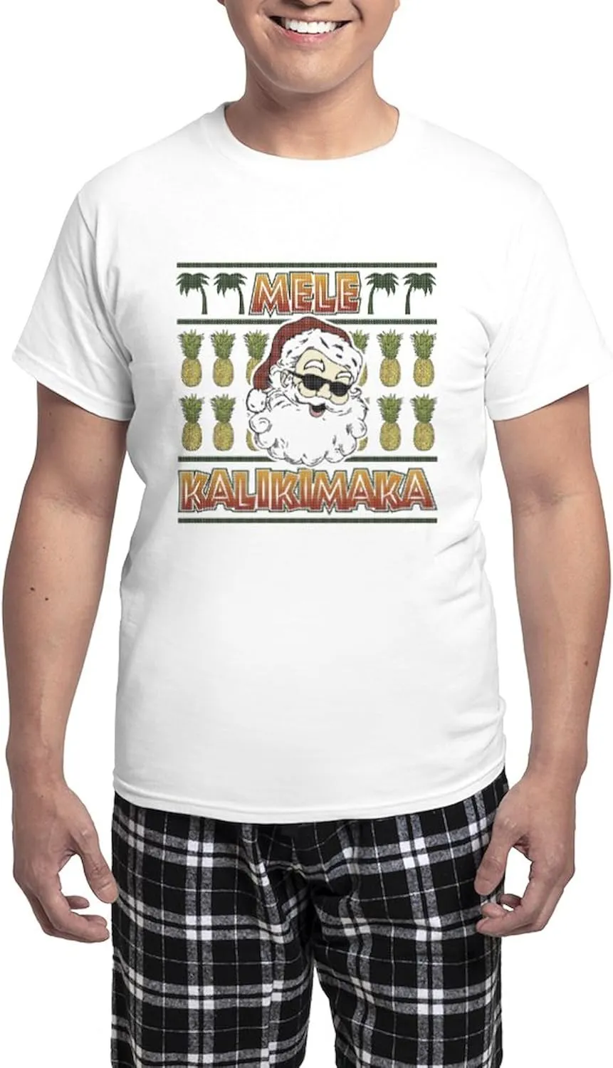 CafePress Mele Kalikimaka Men's Light Pajamas Men's Novelty Light Pajama Set, Comfortable PJ Sleepwear