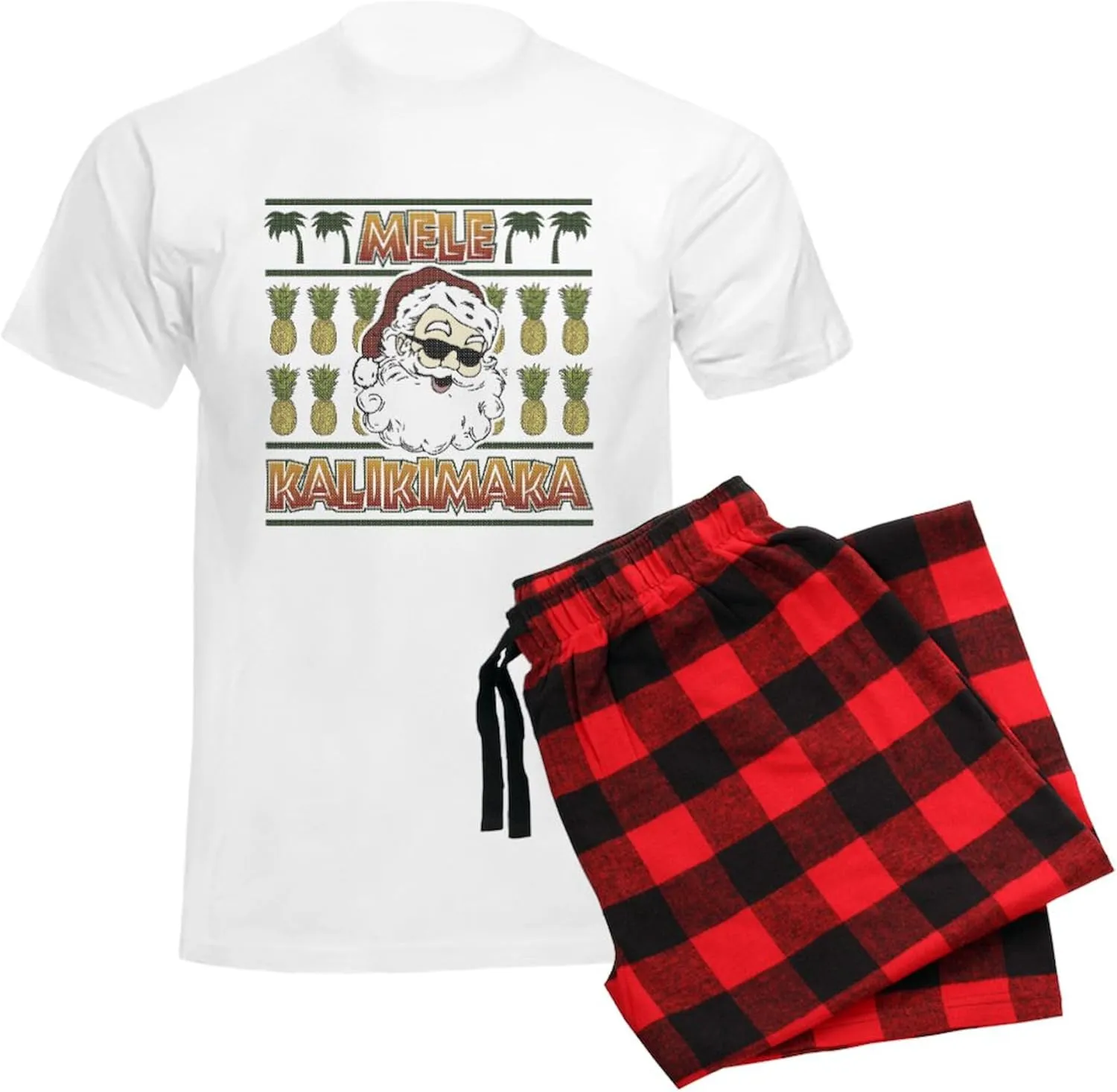 CafePress Mele Kalikimaka Men's Light Pajamas Men's Novelty Light Pajama Set, Comfortable PJ Sleepwear
