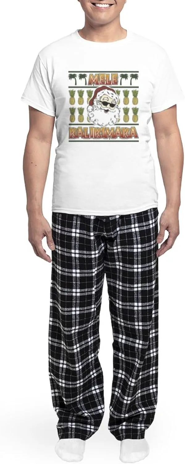 CafePress Mele Kalikimaka Men's Light Pajamas Men's Novelty Light Pajama Set, Comfortable PJ Sleepwear
