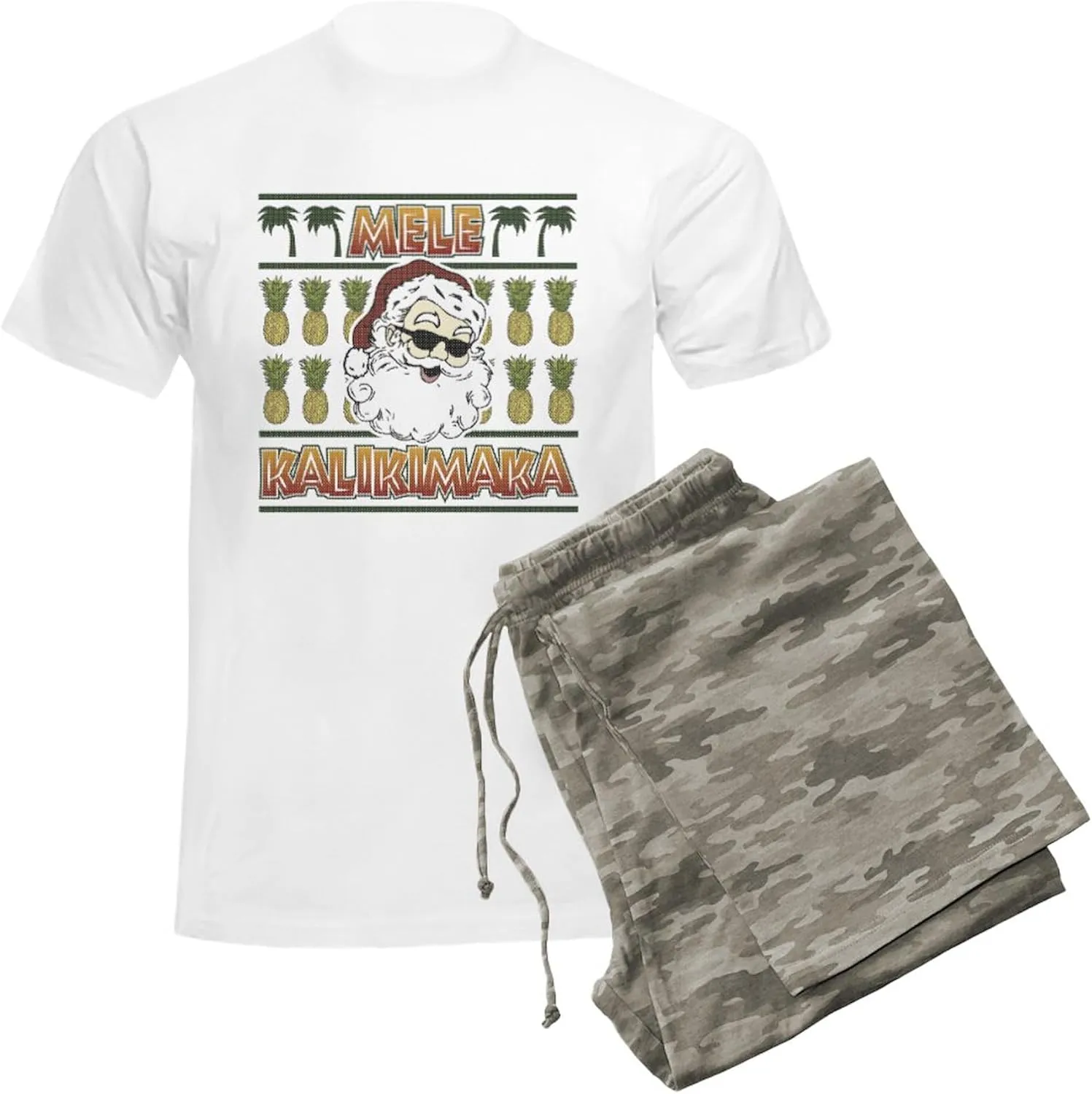 CafePress Mele Kalikimaka Men's Light Pajamas Men's Novelty Light Pajama Set, Comfortable PJ Sleepwear