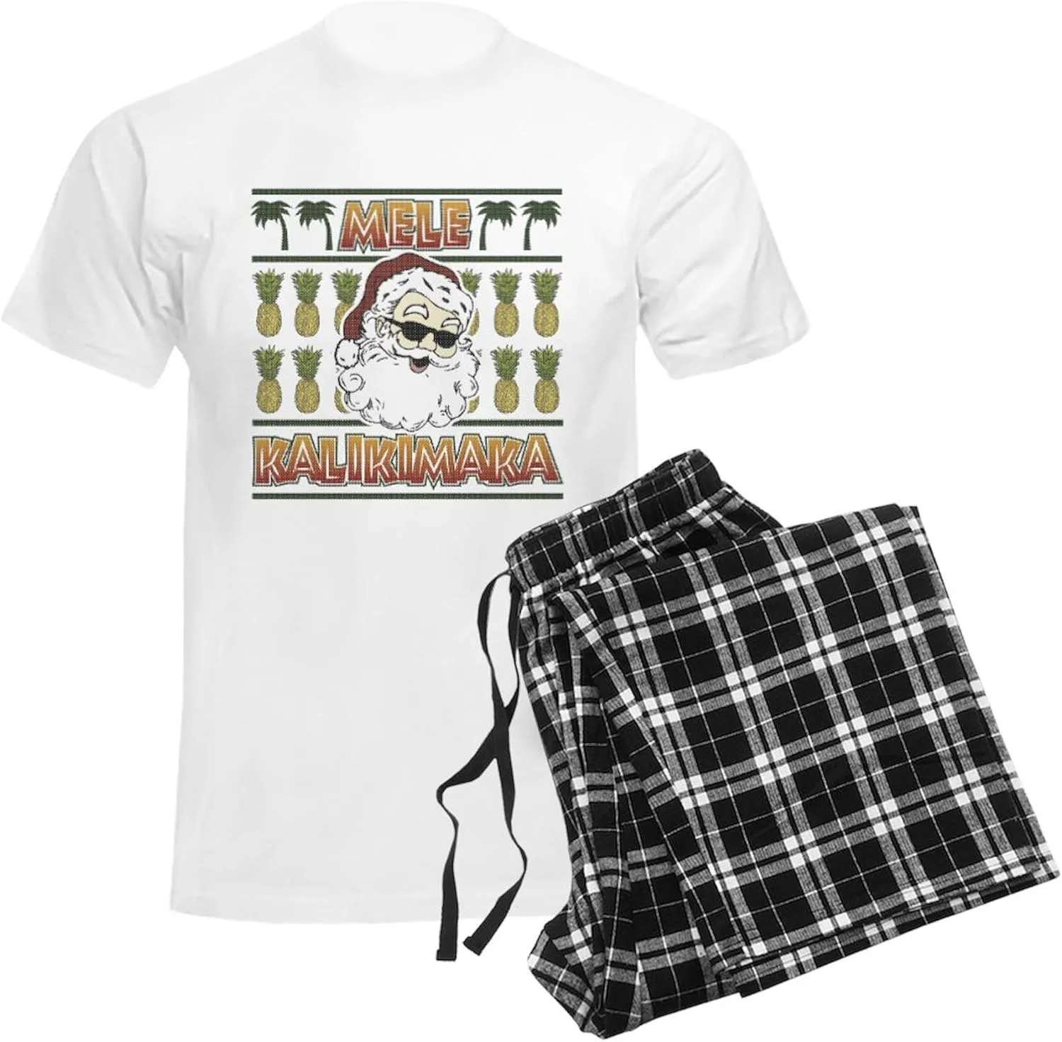CafePress Mele Kalikimaka Men's Light Pajamas Men's Novelty Light Pajama Set, Comfortable PJ Sleepwear