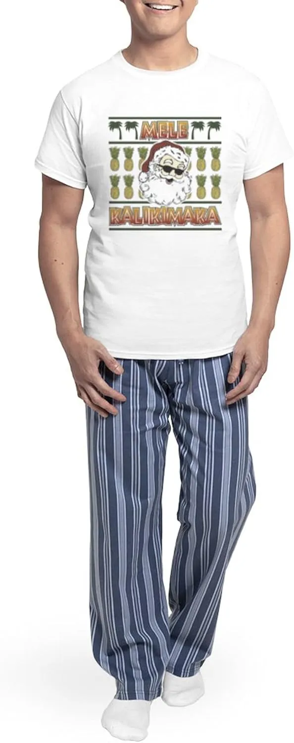 CafePress Mele Kalikimaka Men's Light Pajamas Men's Novelty Light Pajama Set, Comfortable PJ Sleepwear