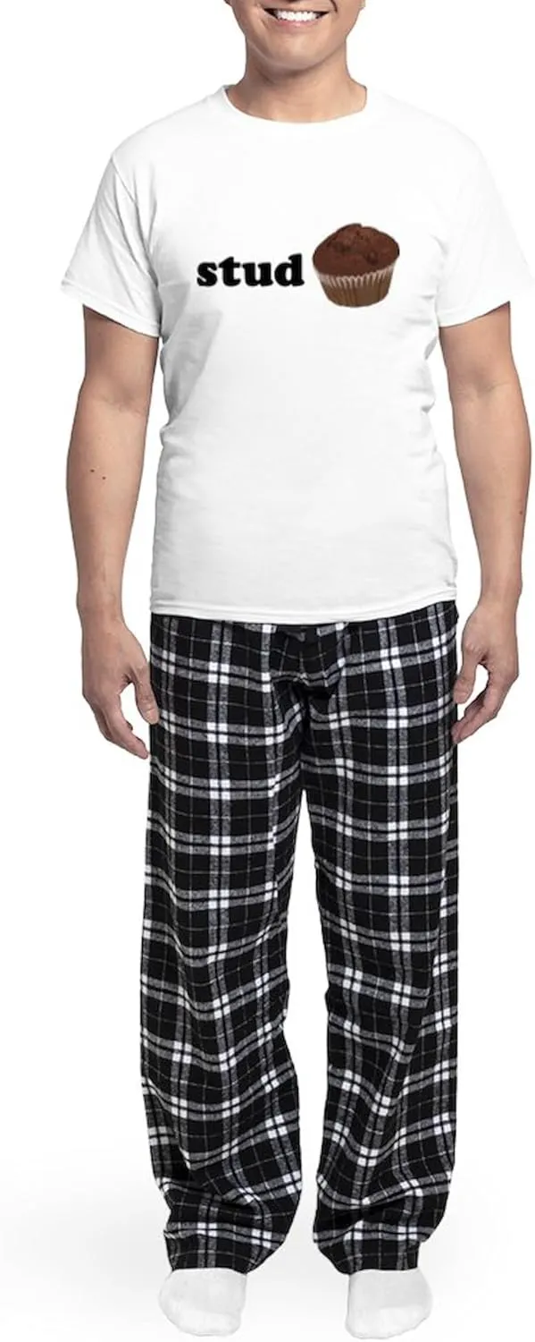 CafePress Stud Muffin Men's Light Pajamas Men's Novelty Light Pajama Set, Comfortable PJ Sleepwear