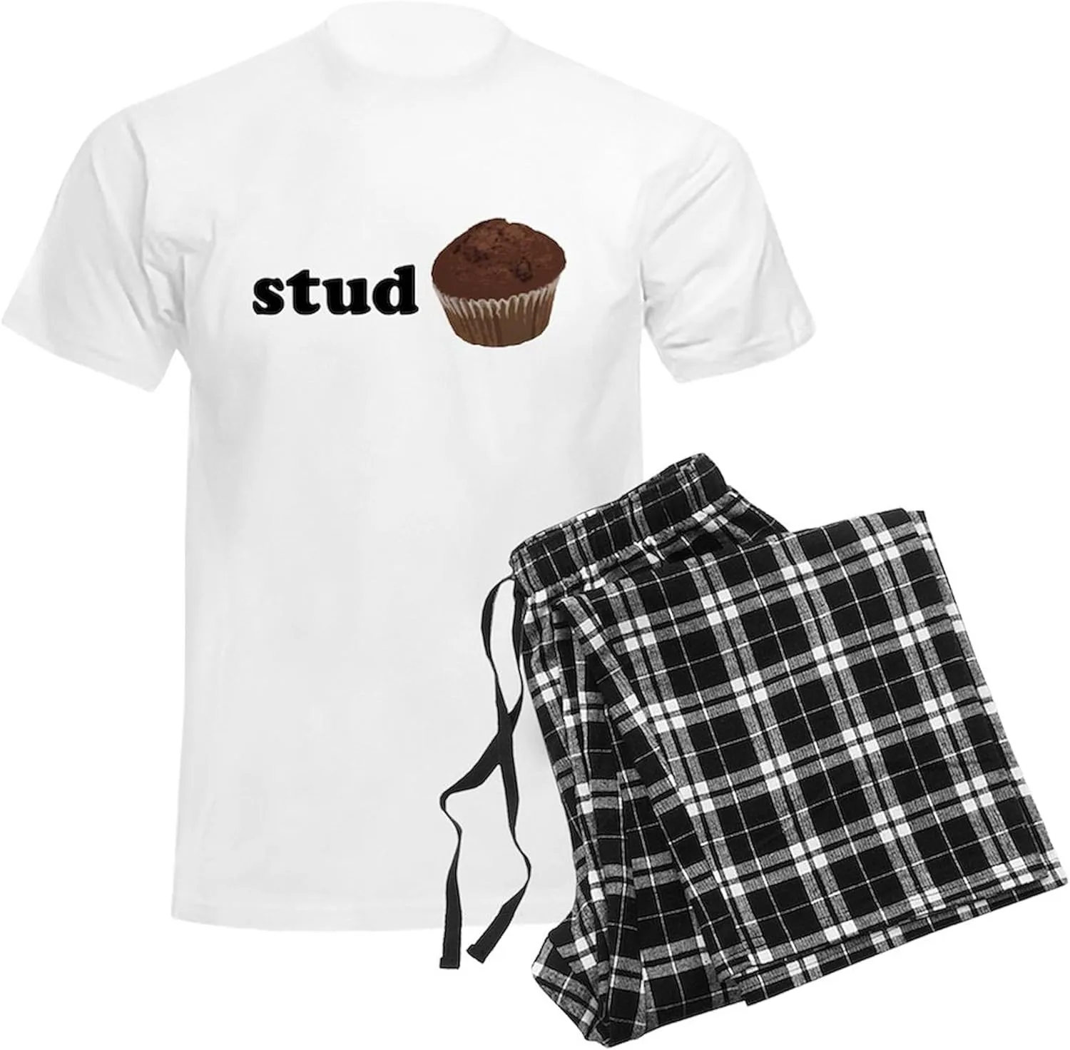 CafePress Stud Muffin Men's Light Pajamas Men's Novelty Light Pajama Set, Comfortable PJ Sleepwear