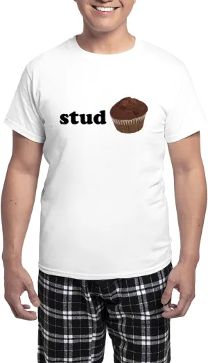 CafePress Stud Muffin Men's Light Pajamas Men's Novelty Light Pajama Set, Comfortable PJ Sleepwear