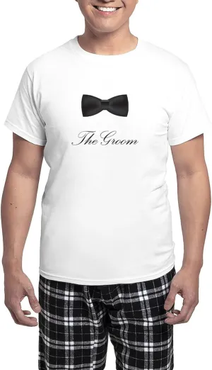 CafePress The Groom Bow Tie Men's Light Pajamas Men's Novelty Light Pajama Set, Comfortable PJ Sleepwear