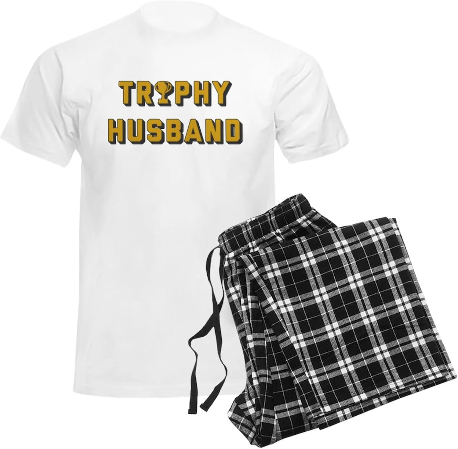 CafePress Trophy Husband Men's Light Pajamas Men's Novelty Light Pajama Set, Comfortable PJ Sleepwear