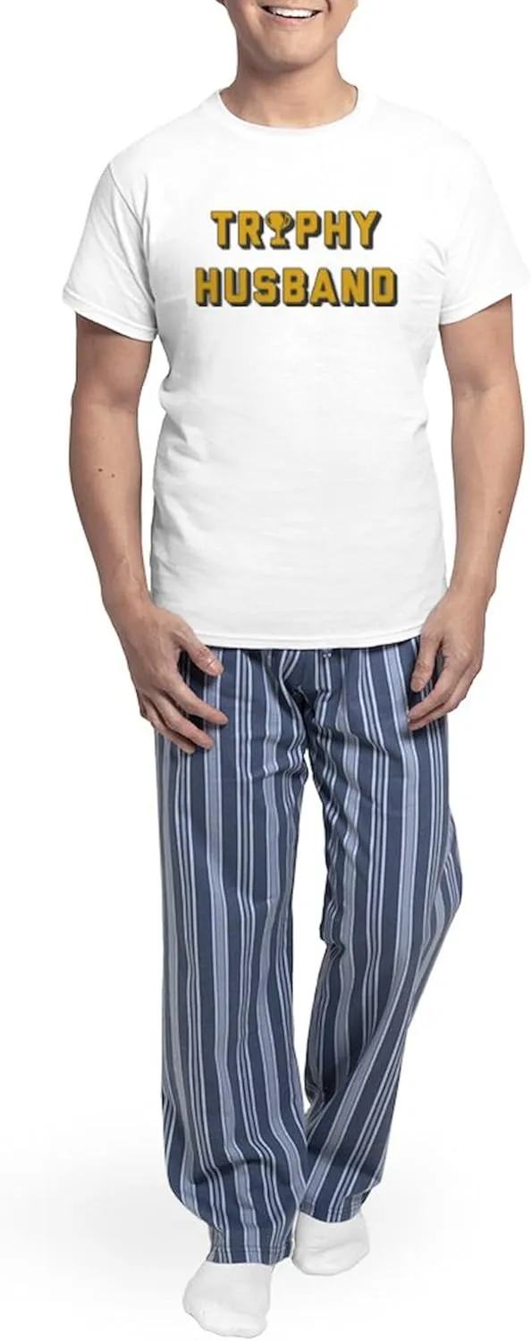 CafePress Trophy Husband Men's Light Pajamas Men's Novelty Light Pajama Set, Comfortable PJ Sleepwear