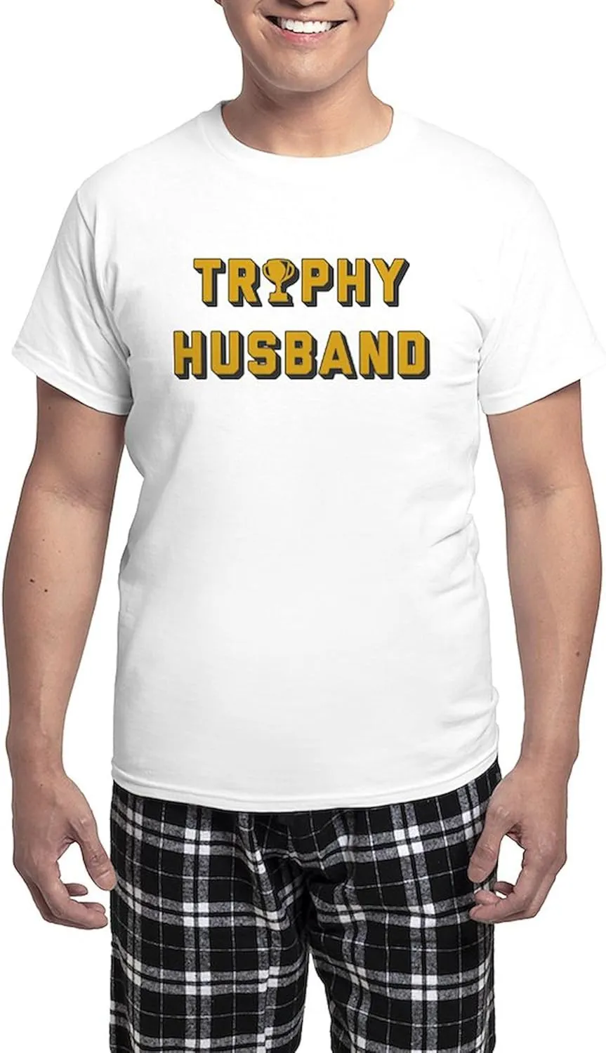 CafePress Trophy Husband Men's Light Pajamas Men's Novelty Light Pajama Set, Comfortable PJ Sleepwear