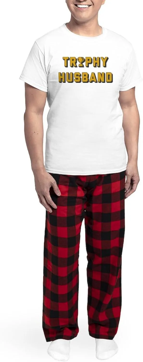 CafePress Trophy Husband Men's Light Pajamas Men's Novelty Light Pajama Set, Comfortable PJ Sleepwear