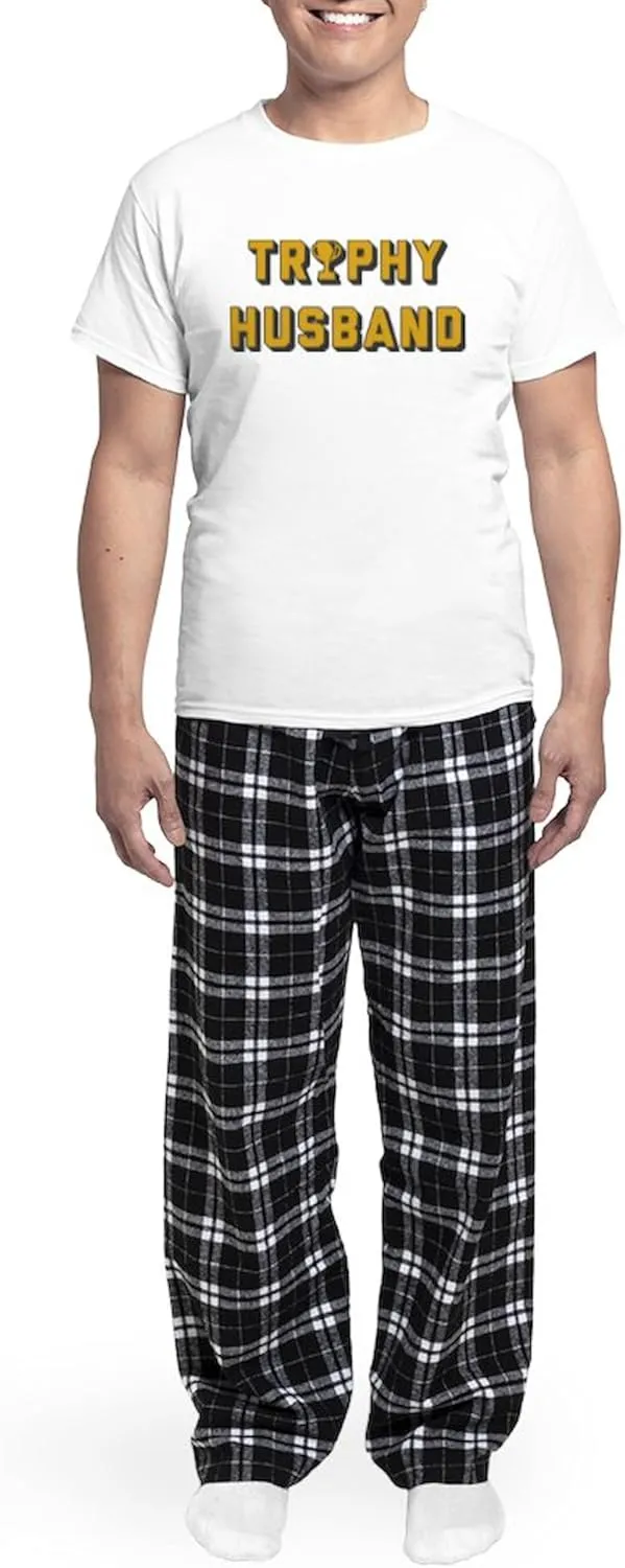 CafePress Trophy Husband Men's Light Pajamas Men's Novelty Light Pajama Set, Comfortable PJ Sleepwear