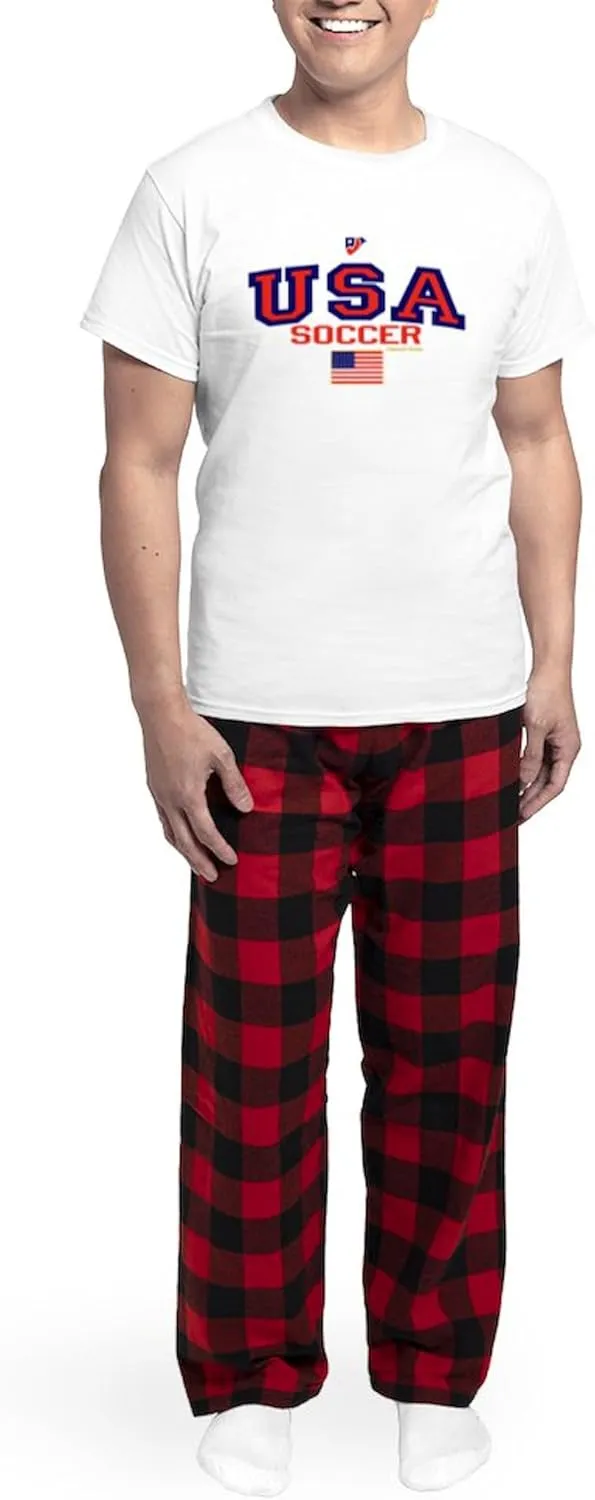 CafePress USA American Soccer Men's Light Pajamas Men's Novelty Light Pajama Set, Comfortable PJ Sleepwear