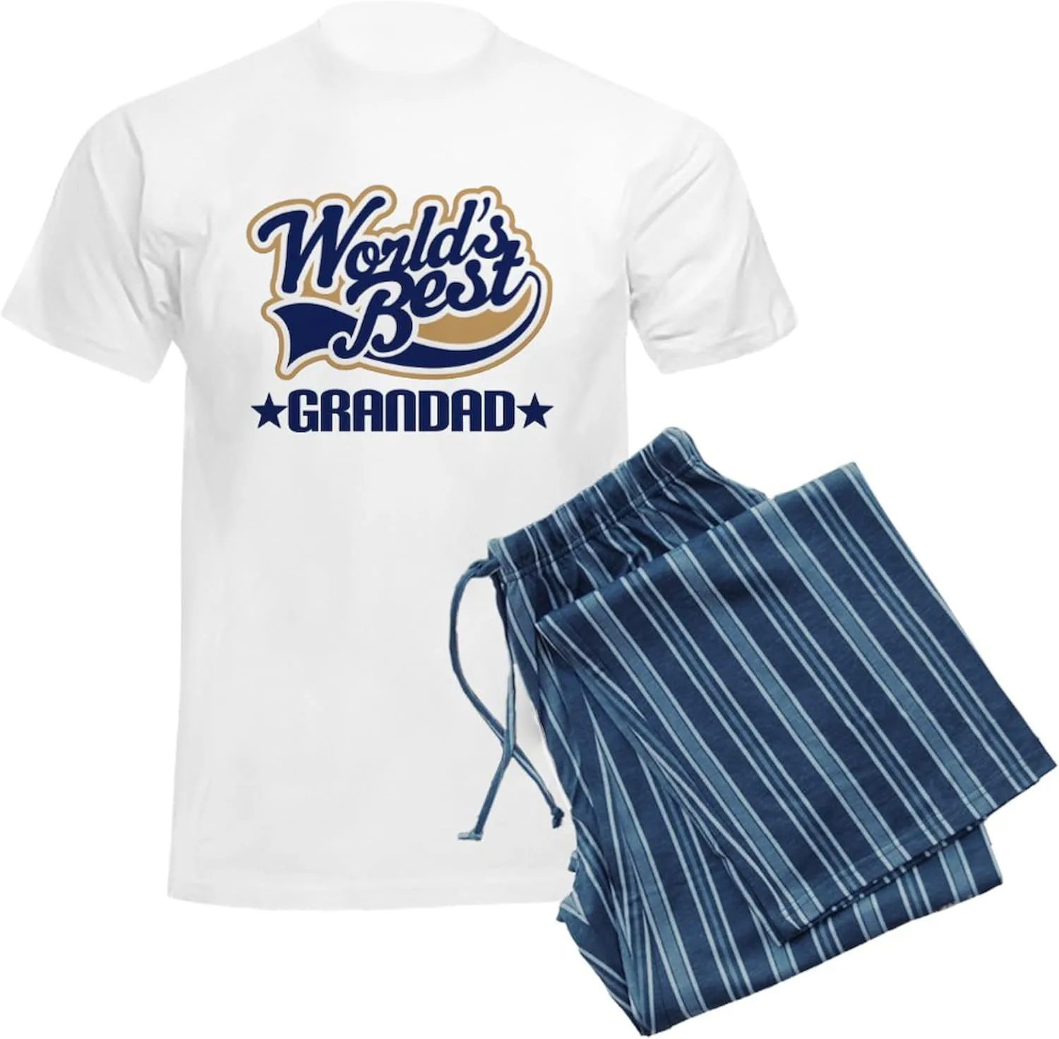 CafePress Worlds Best Grandad Men's Light Pajamas Men's Novelty Light Pajama Set, Comfortable PJ Sleepwear