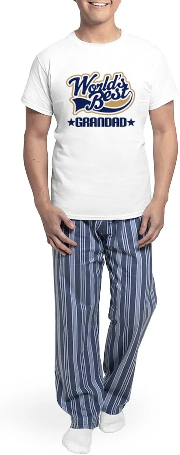 CafePress Worlds Best Grandad Men's Light Pajamas Men's Novelty Light Pajama Set, Comfortable PJ Sleepwear