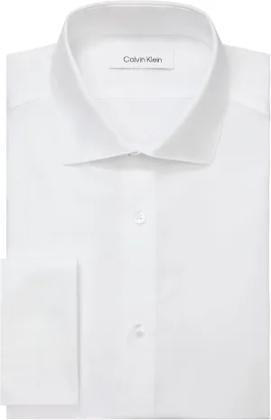 Calvin Klein Men's Non Iron Slim Fit French Cuff Dress Shirt, White, 15.5" Neck 32"-33" Sleeve