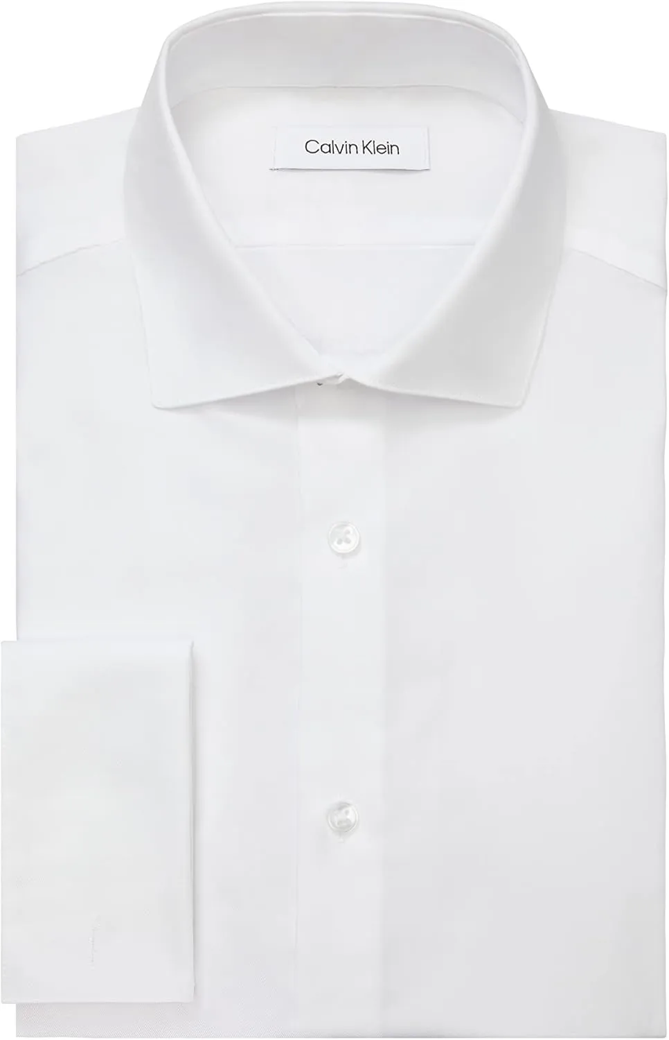 Calvin Klein Men's Non Iron Slim Fit French Cuff Dress Shirt, White, 15.5" Neck 32"-33" Sleeve
