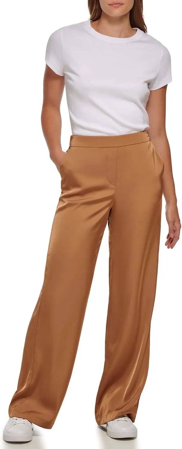 Calvin Klein Women's Wide Leg Satin Flowy Pant