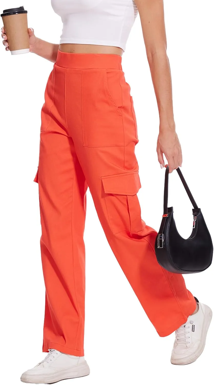 Cargo Pants for Women High Waisted Stretchy Pull On Pants with Pockets