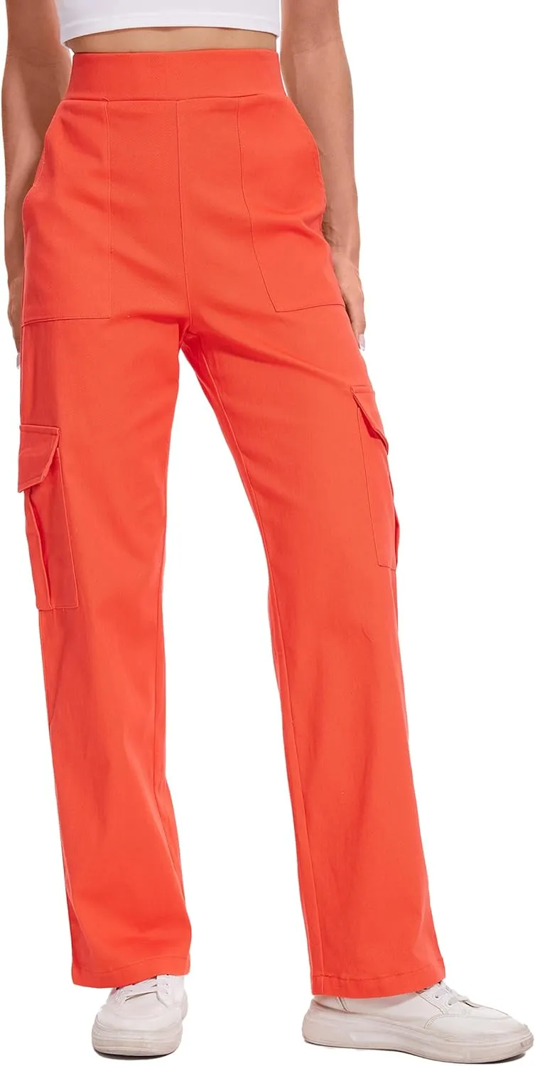 Cargo Pants for Women High Waisted Stretchy Pull On Pants with Pockets