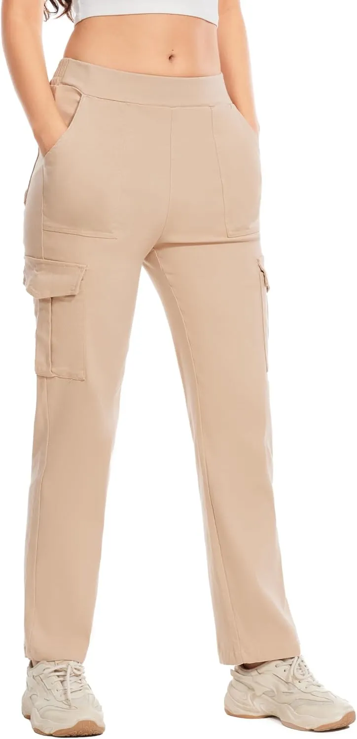 Cargo Pants for Women High Waisted Stretchy Pull On Pants with Pockets