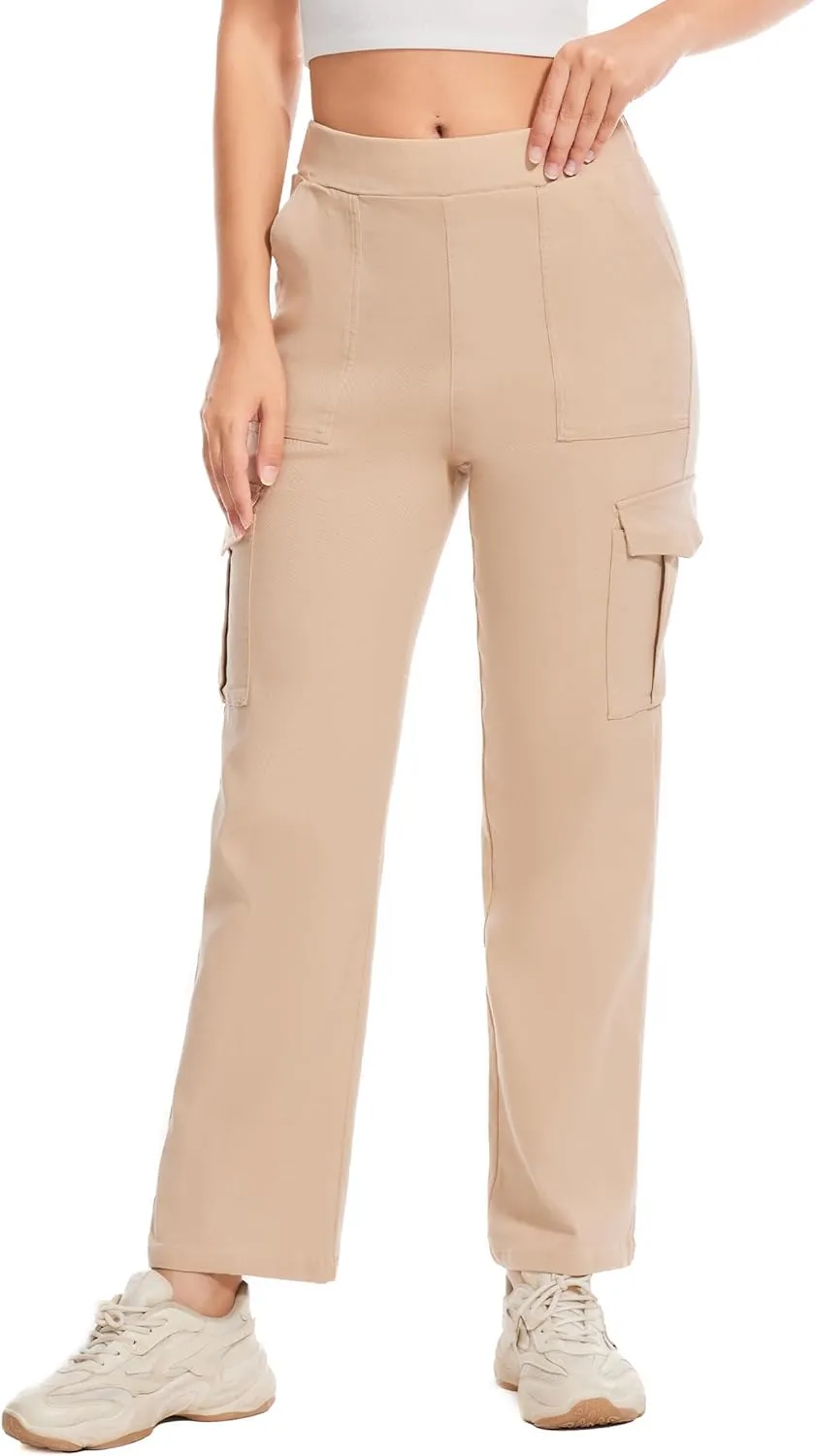 Cargo Pants for Women High Waisted Stretchy Pull On Pants with Pockets