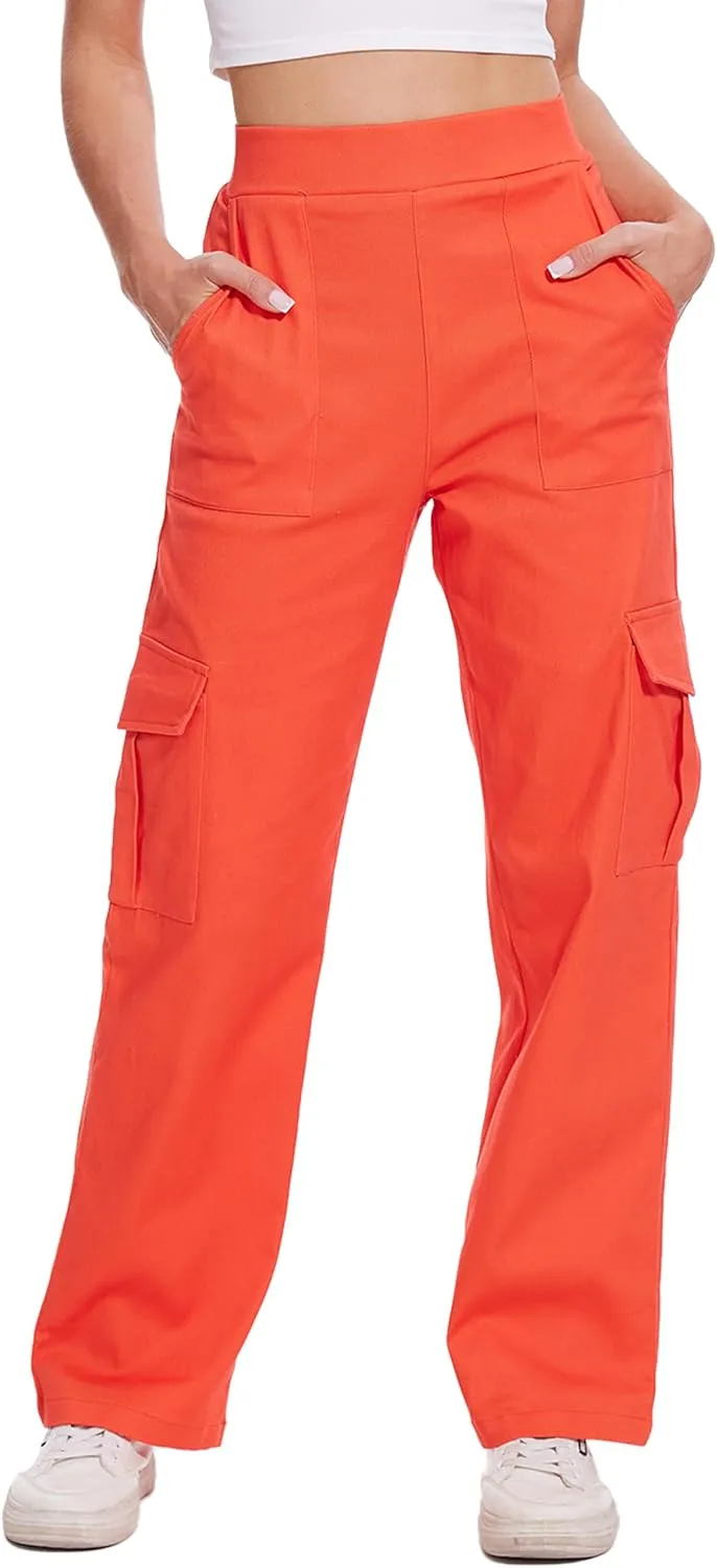 Cargo Pants for Women High Waisted Stretchy Pull On Pants with Pockets