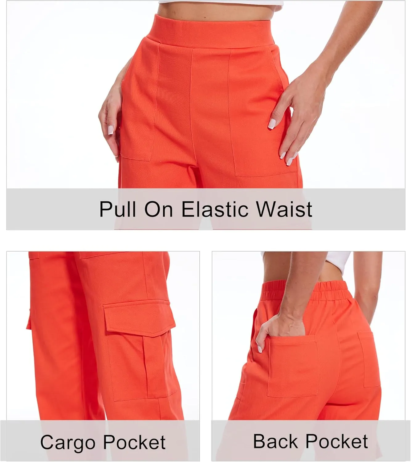 Cargo Pants for Women High Waisted Stretchy Pull On Pants with Pockets