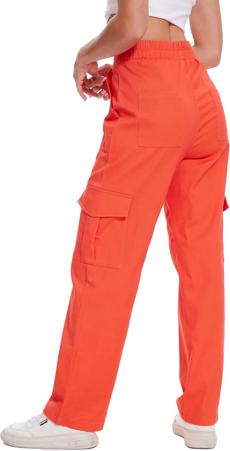 Cargo Pants for Women High Waisted Stretchy Pull On Pants with Pockets