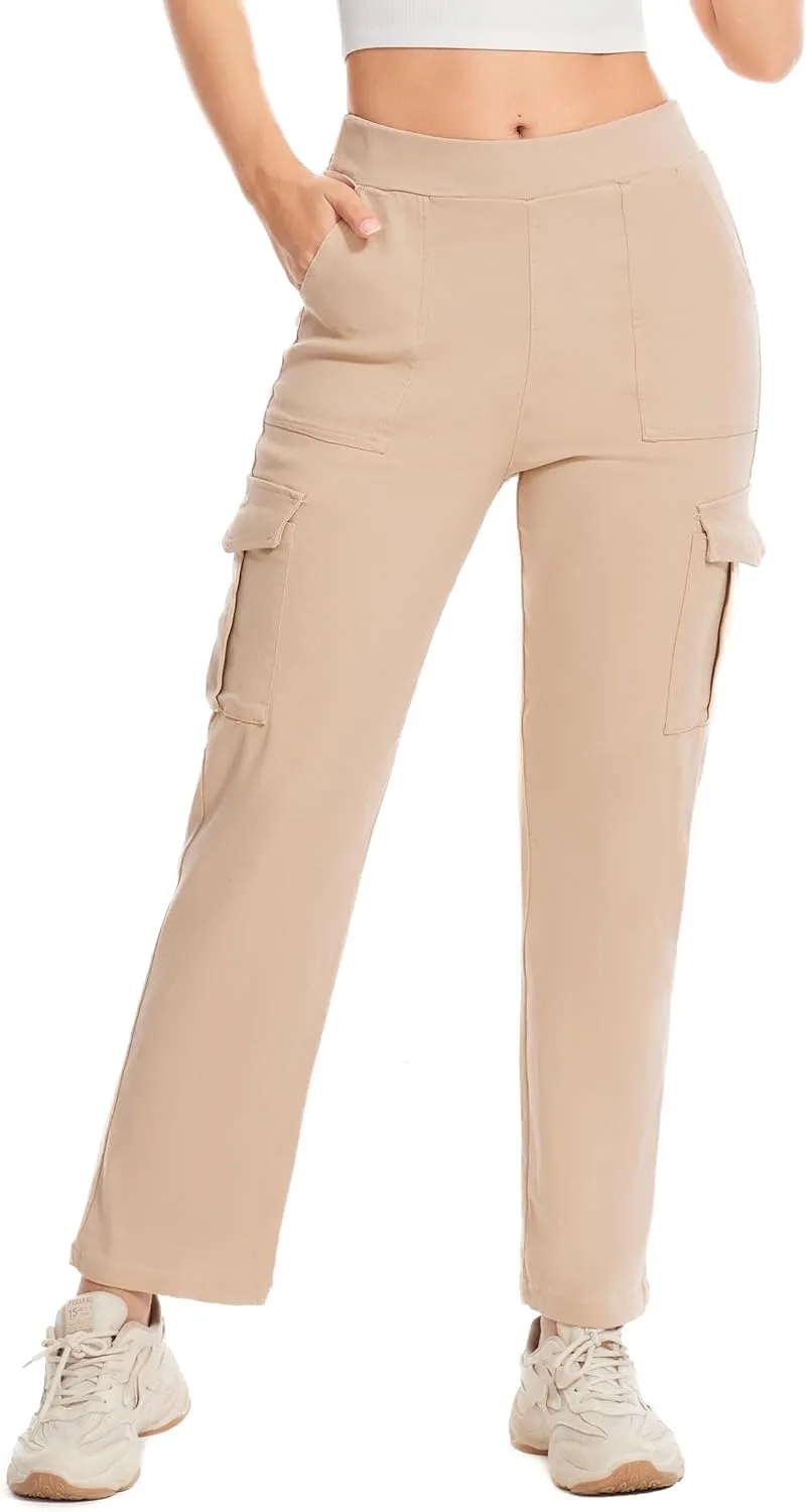 Cargo Pants for Women High Waisted Stretchy Pull On Pants with Pockets