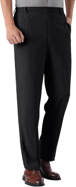 Casual Pants for Men Relaxed Fit Straight Leg Stretch Waist Trouser Lightweight Plus Size Summer Dress Pants with Pockets